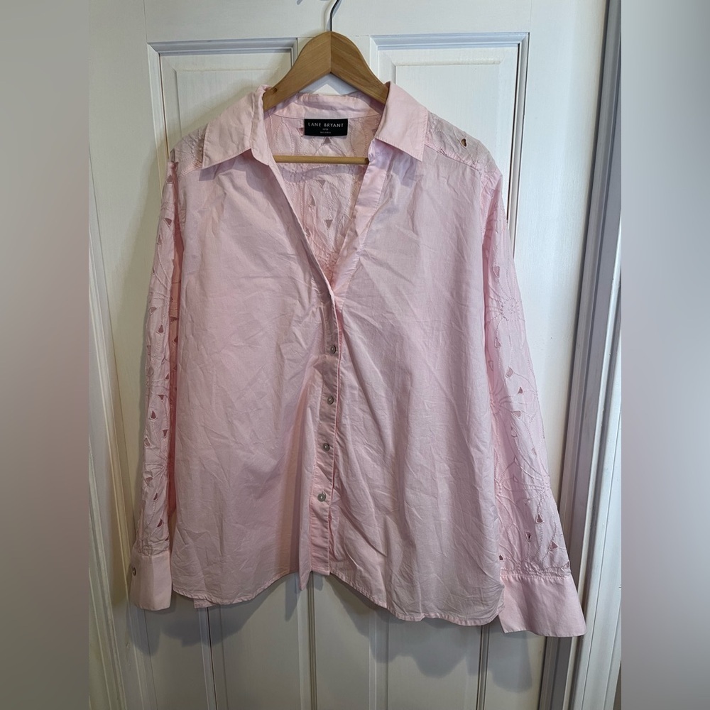 Lane Bryant Light Pink Embroidered Blouse Size 18/20